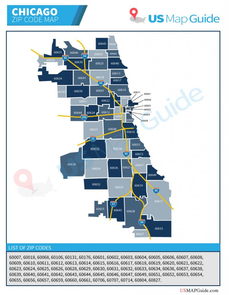 Chicago Illinois Zip Code Map within Chicago Zip Code Map Printable