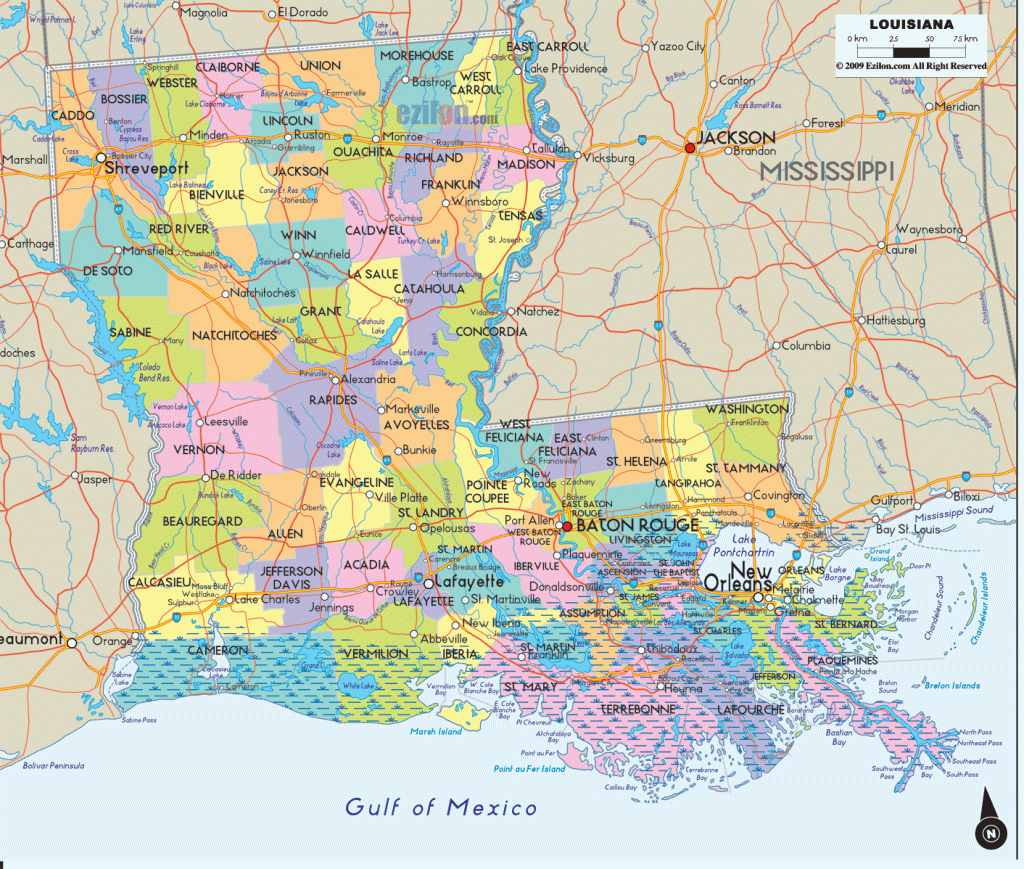 City And Parish Map Of Louisiana - Free Printable Maps pertaining to Louisiana State Map Printable