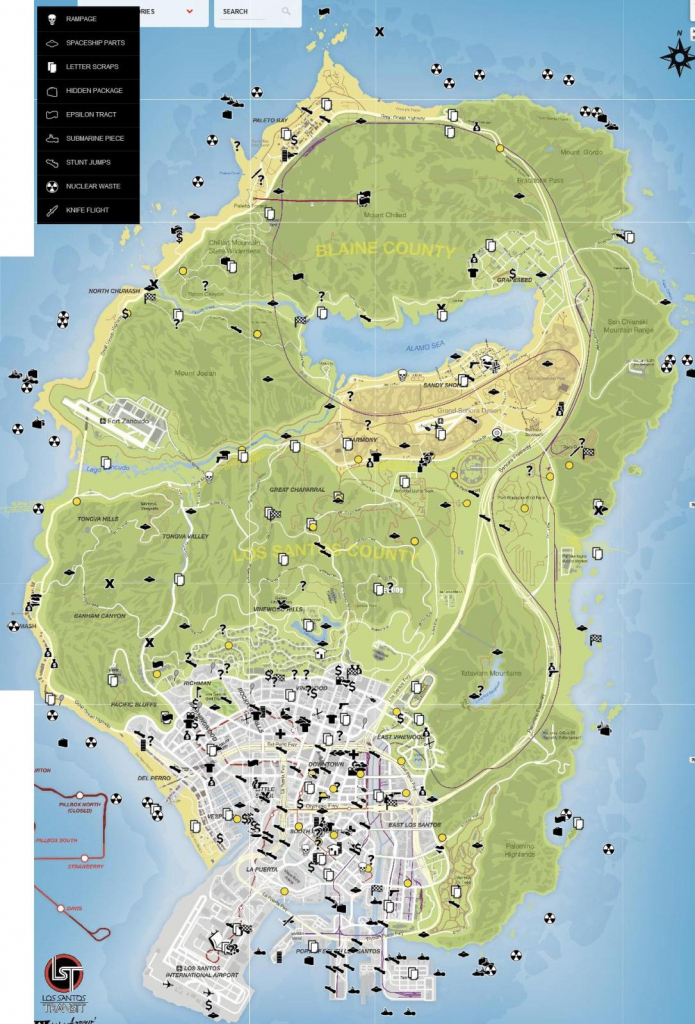 Collectibles Map Detailed Format - Gta V - Gtaforums throughout Gta 5 Map Printable