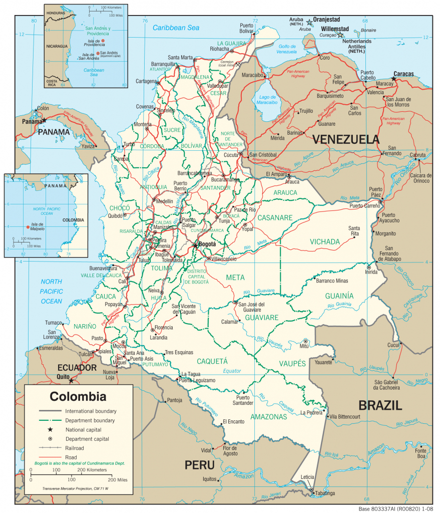 Colombia Maps - Perry-Castañeda Map Collection - Ut Library Online in Printable Map Of Colombia