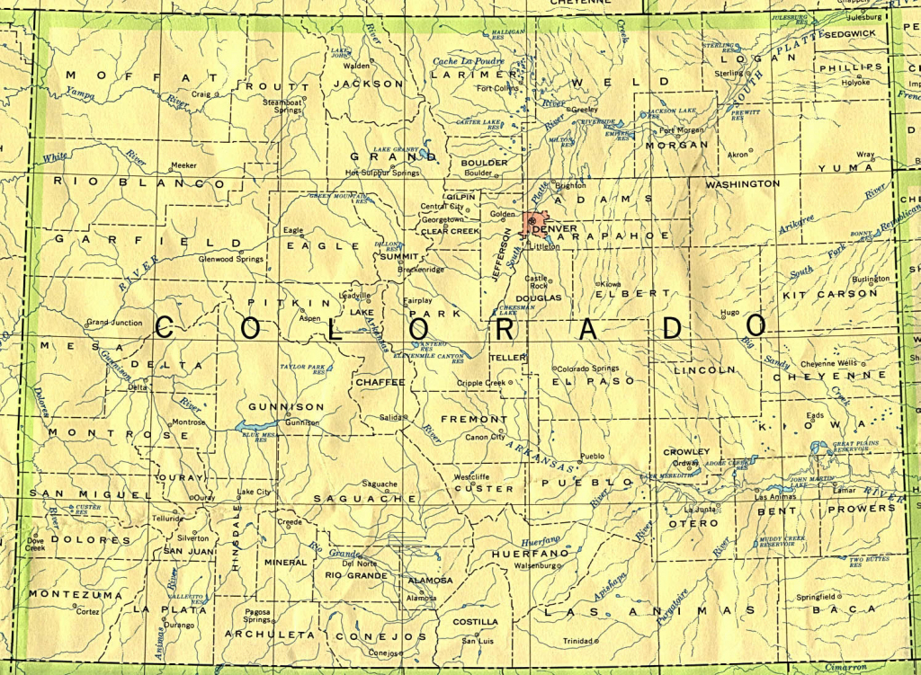 Colorado Maps - Perry-Castañeda Map Collection - Ut Library Online inside Printable Map Of Colorado