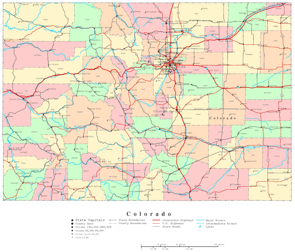 Colorado Printable Map pertaining to Printable Road Map Of Colorado