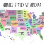 Colored Poster Map Of United States Of America With State Names For Printable Map Of The United States With State Names