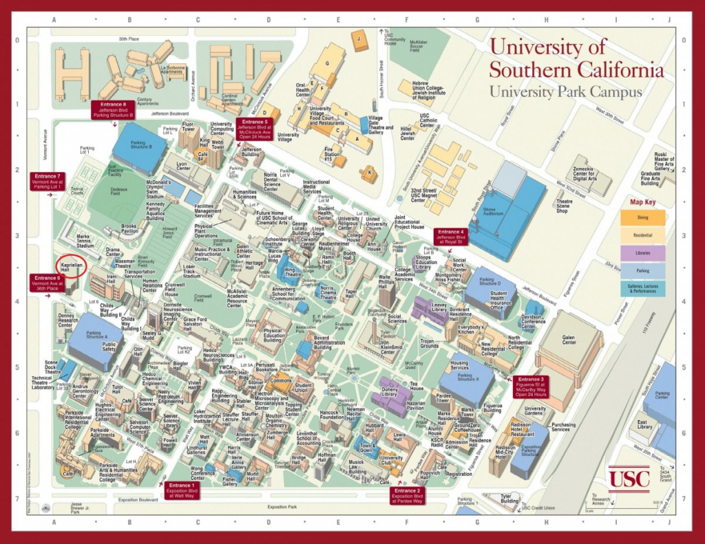 Contact Us &amp;gt; Department Of Mathematics &amp;gt; Usc Dana And David Dornsife within Usc Campus Map Printable