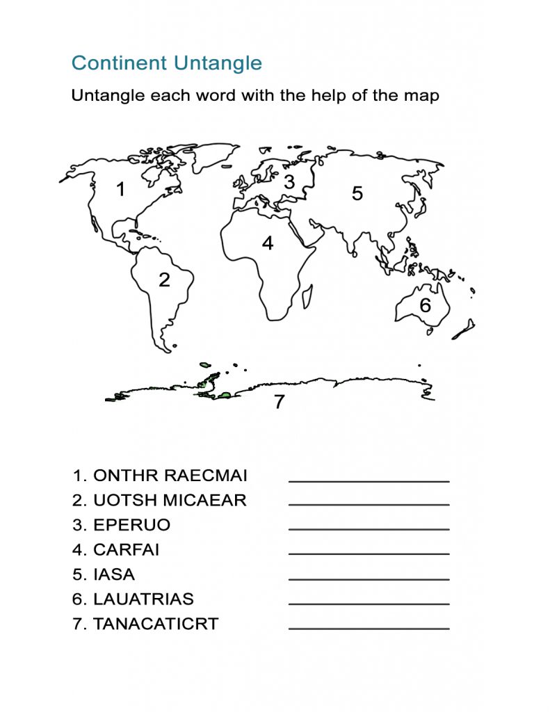 Worksheet Continents And Oceans