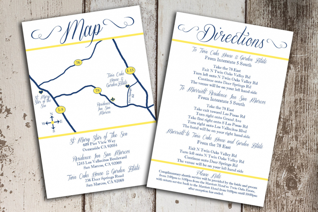 Custom Wedding Map And Direction Invitation Insert Printable File throughout Printable Map Directions For Invitations