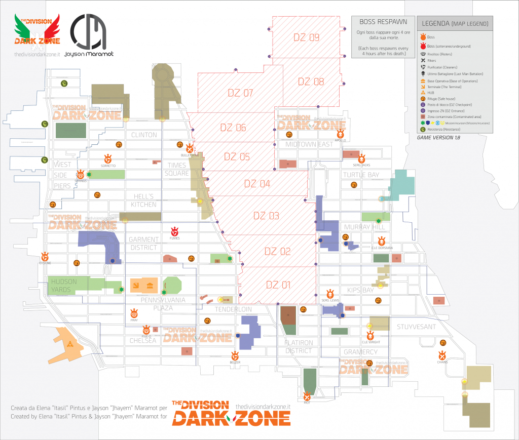 Dark Zone And Pve Boss Maps (Updated)The Division Dark Zone inside The Division Printable Map