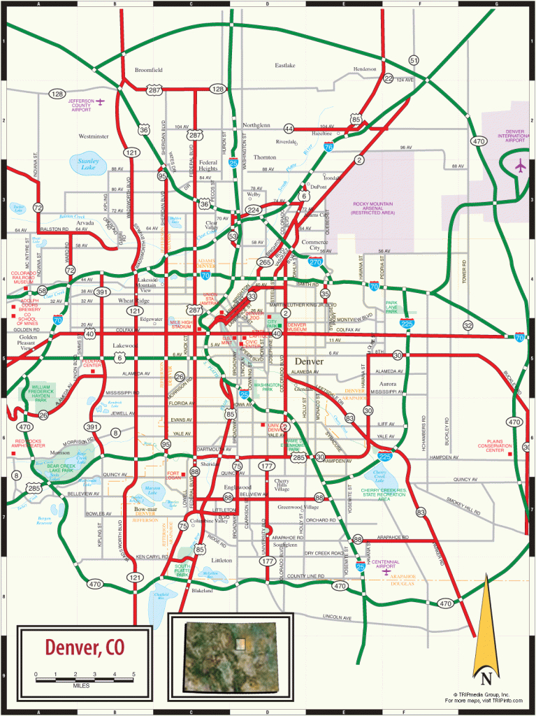 Denver Co Map with regard to Printable Map Of Denver
