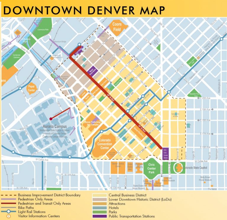 Denver Downtown Map for Printable Walking Map Of Downtown Chicago ...