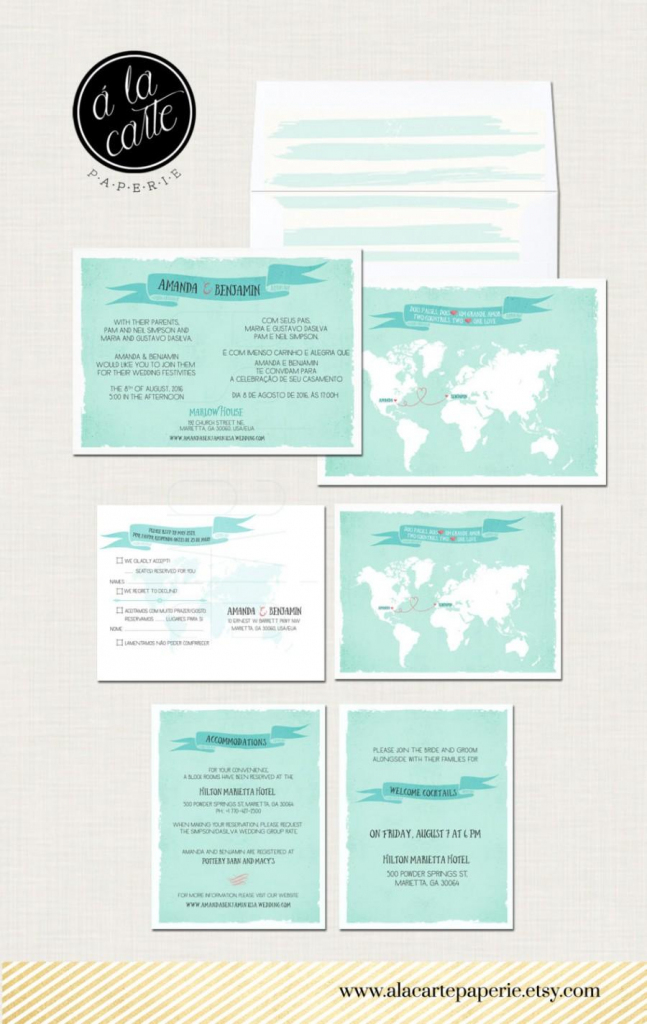 Destination Wedding Invitation Two Countries One Love Bilingual for Maps For Wedding Invitations Free Printable