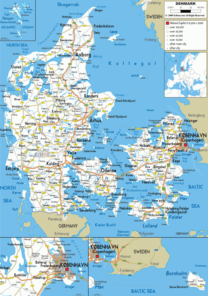 Detailed Clear Large Road Map Of Denmark - Ezilon Maps | Paris In inside Printable Map Of Denmark