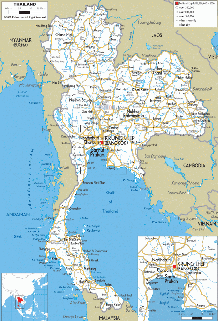 Detailed Clear Large Road Map Of Thailand - Ezilon Maps within Printable Map Of Thailand