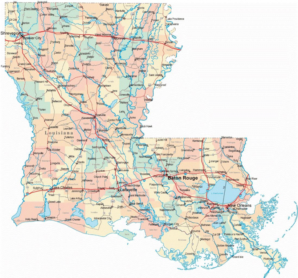 Details About Louisiana Road Map Glossy Poster Picture Photo State inside Printable Map Of Lafayette La