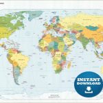 Digital Modern Political World Map Printable Download. Large World With Regard To Large Printable World Map