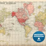 Digital Old World Map Printable Download. Vintage World Map. | Etsy Within Vintage Map Printable