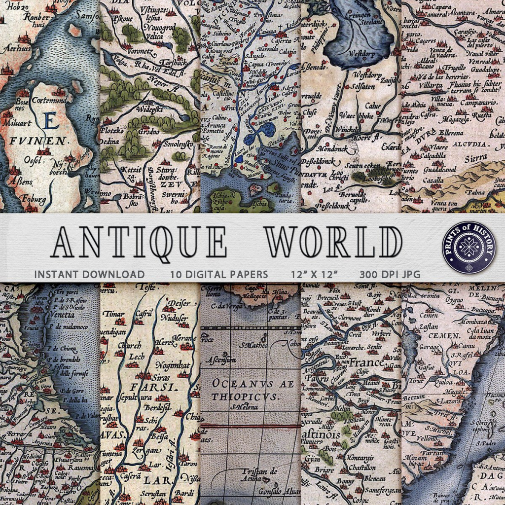 Digital Paper Antique Maps Printable Scrapbooking Map Paper | Etsy for Printable Map Paper
