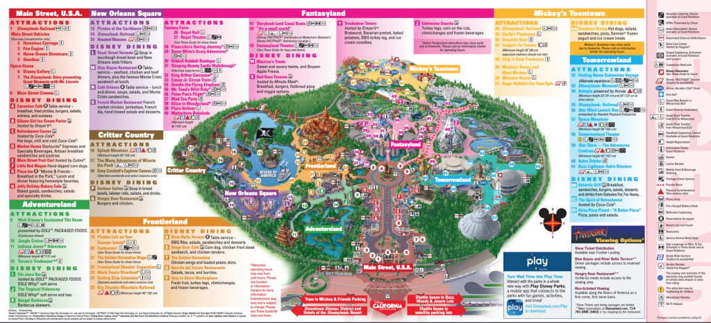 Disneyland Park Map In California, Map Of Disneyland with Printable Disneyland Park Map