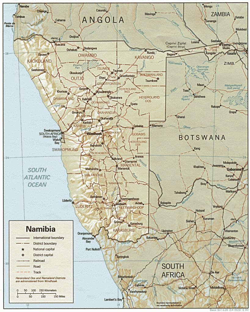 Download Free Namibia Maps pertaining to Printable Road Map Of Namibia