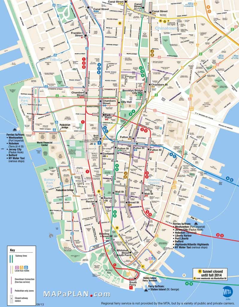 Download Printable Street Map Of New York City Major Tourist Inside throughout Printable Street Map Of Manhattan