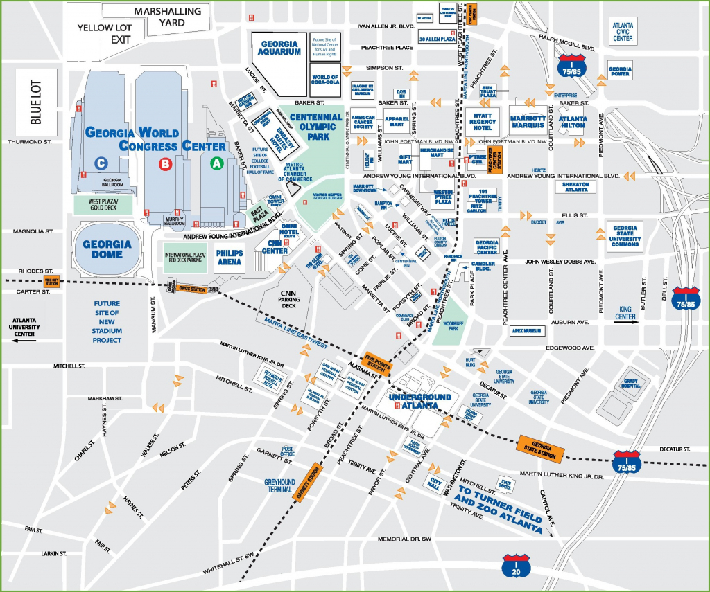 Downtown Atlanta Tourist Map within Printable Map Of Atlanta