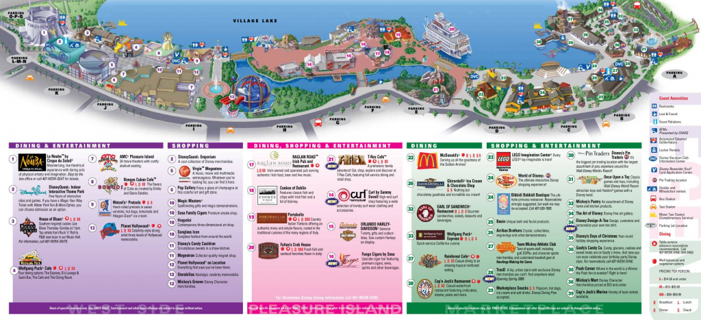Downtown Disney Map For Downtown Disney, Orlando for Disney Springs Map Printable