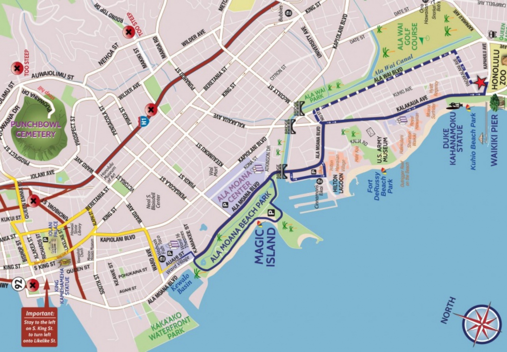 Downtown Honolulu, Kaka&amp;#039;ako And Iolani Palace Map for Printable Map Of Waikiki