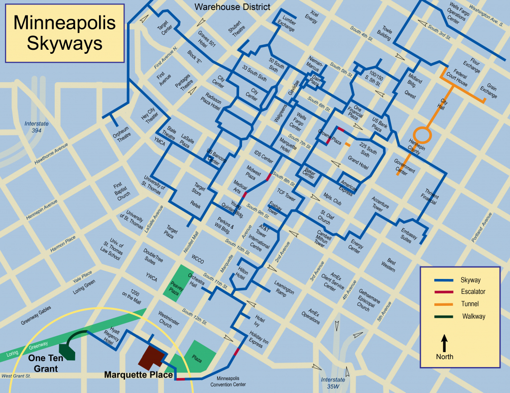 Downtown Minneapolis Transportation regarding Minneapolis Skyway Map Printable