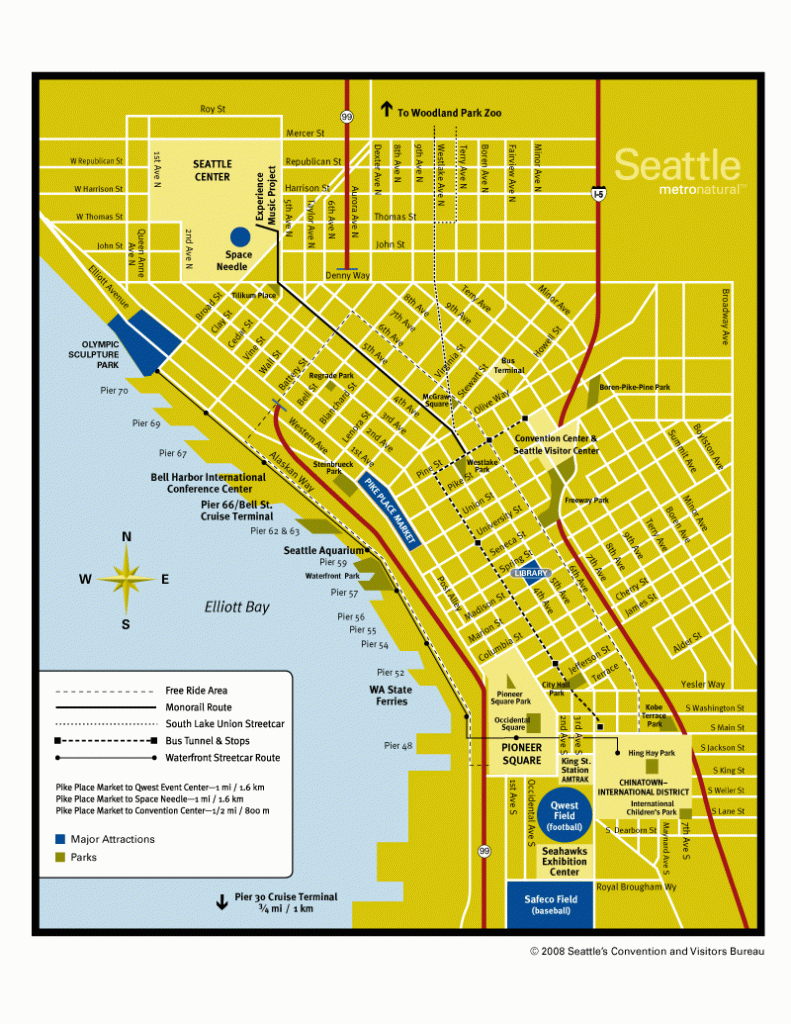 Downtown Seattle Map - Seattle Wa • Mappery regarding Printable Map Of Downtown Seattle