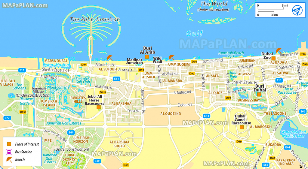 Dubai Maps - Top Tourist Attractions - Free, Printable City Street Map within Printable Map Of Dubai