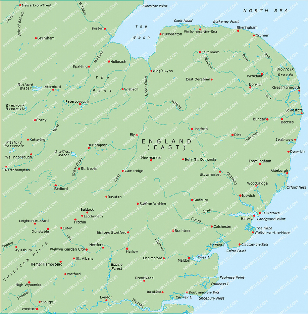 East Anglia Map: Powerpoint - Mountain High Maps Plus pertaining to Printable Map Of East Anglia