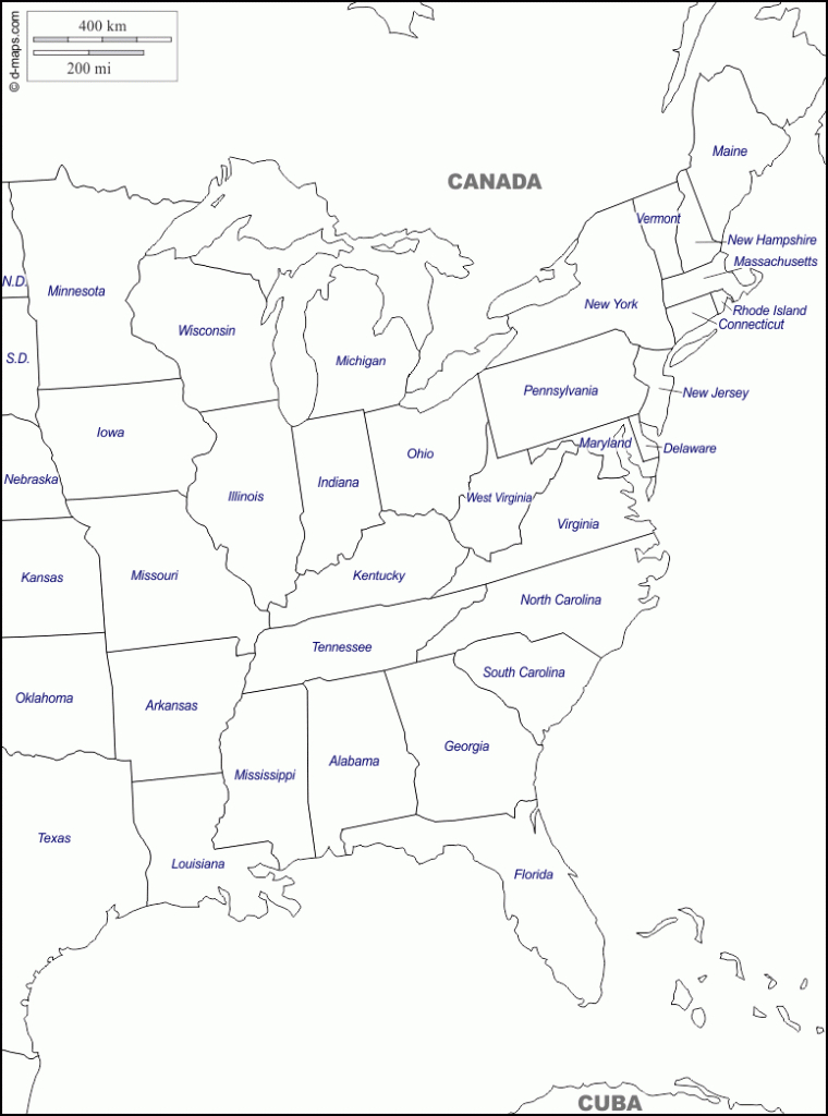 East Coast Of The United States Free Map, Free Blank Map, Free inside Printable Map Of East Coast