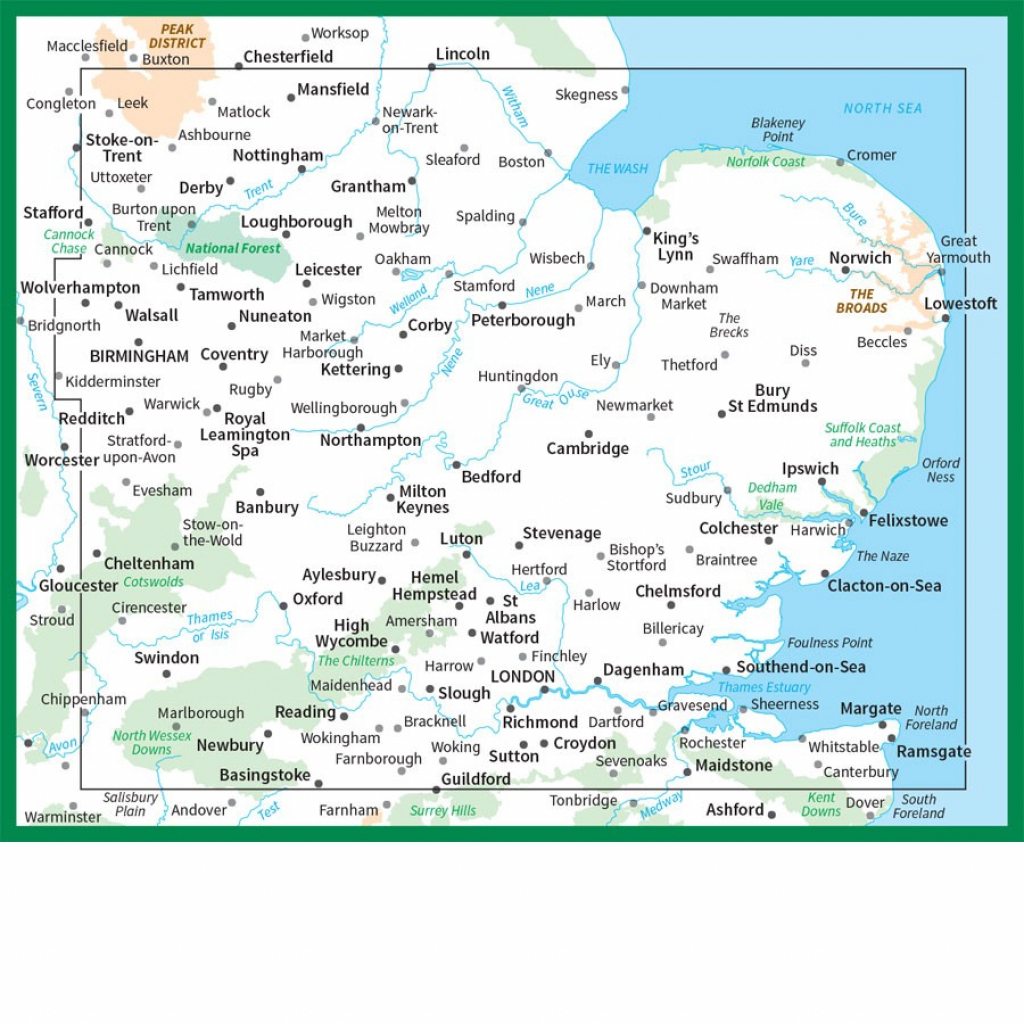 East Midlands And East Anglia Os Road Map 5 - The Tasmanian Map Centre in Printable Map Of East Anglia