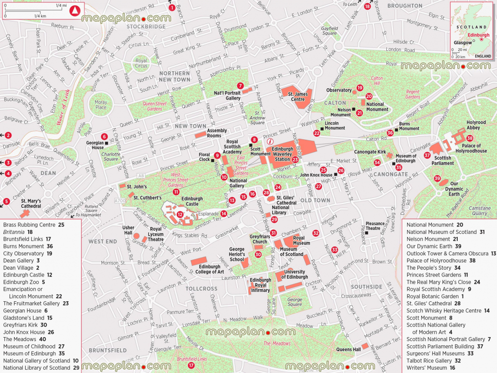 Edinburgh Maps - Top Tourist Attractions - Free, Printable City in Edinburgh Street Map Printable
