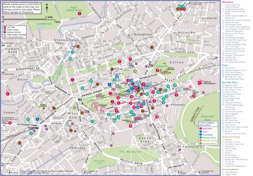 Edinburgh Tourist Map with Edinburgh City Map Printable