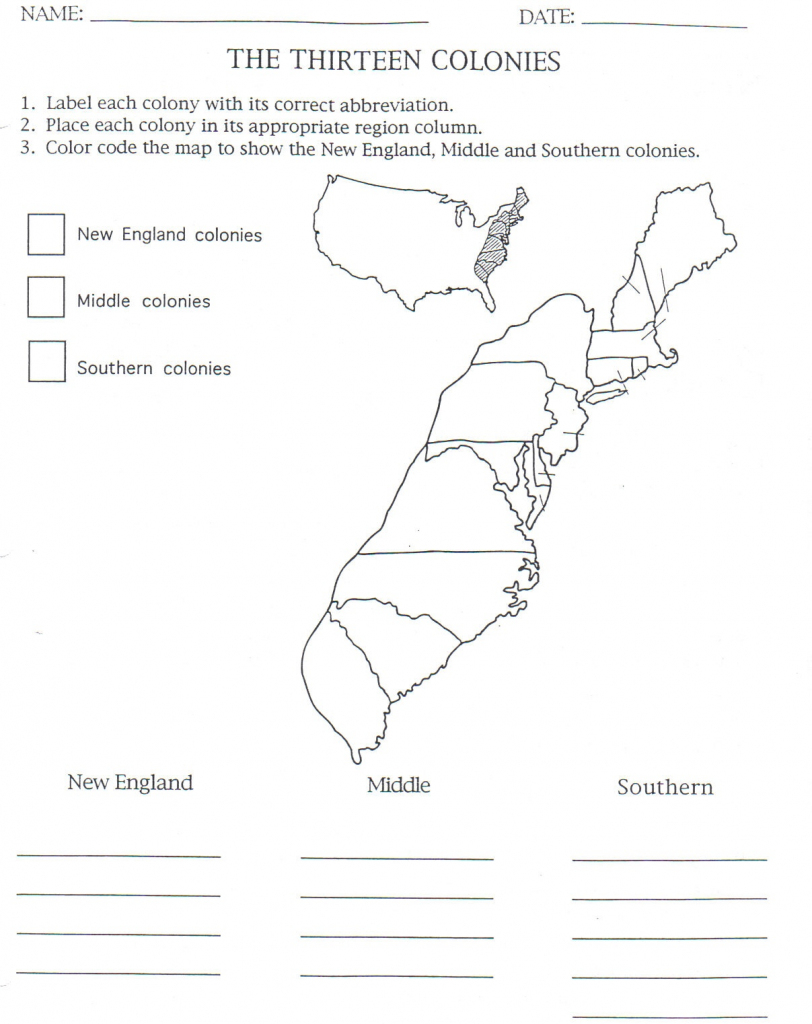 English Colonization - Birch Meadow 5Th Grade regarding Printable Map Of The 13 Colonies With Names