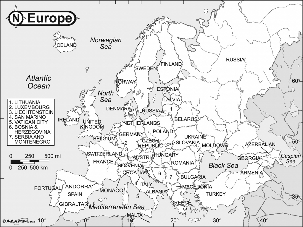 Europe Map Blank Black And White Sample Pdf Printable With Names with Europe Map Black And White Printable