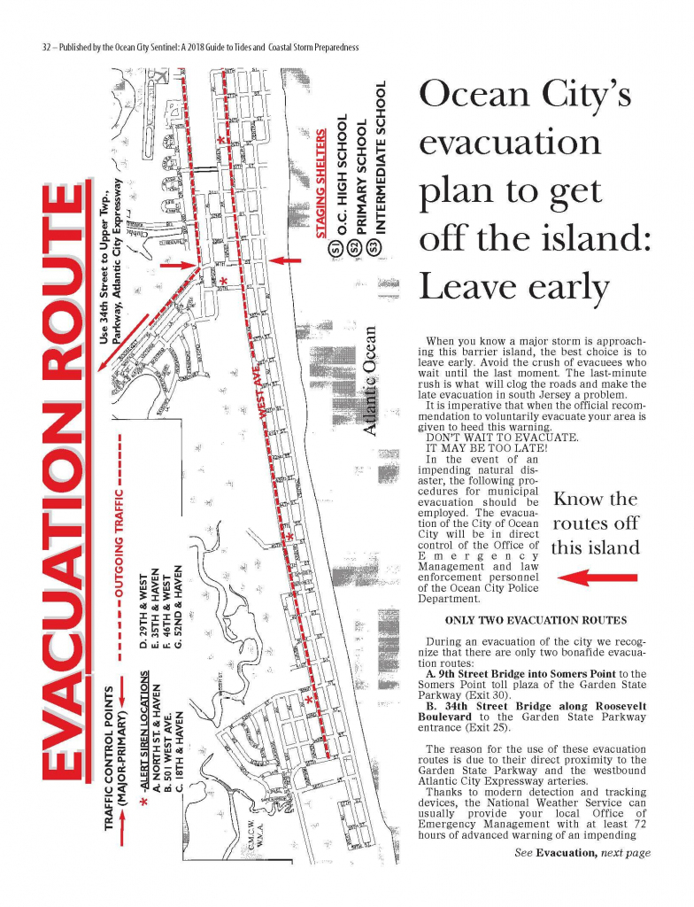 Evacuation Route Map with regard to Printable Street Map Ocean City Nj