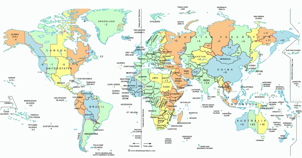 Expanded World Time Zone Map Zones 0 - World Wide Maps regarding Printable World Time Zone Map