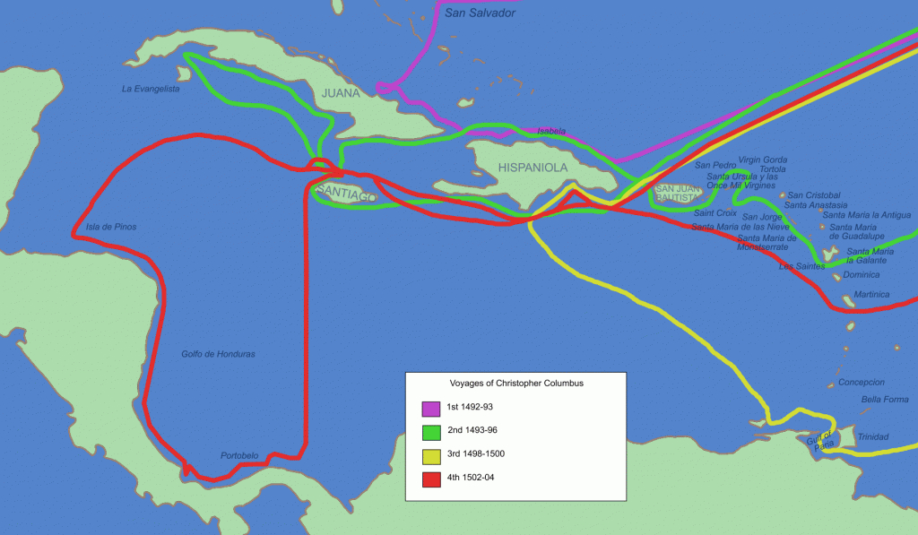 File:christopher Columbus Voyages.gif - Wikimedia Commons in Printable Map Of Christopher Columbus Voyages