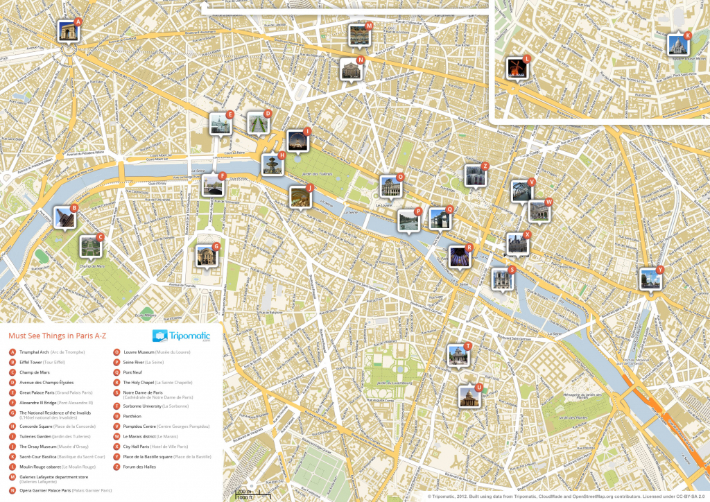 File:paris Printable Tourist Attractions Map - Wikimedia Commons regarding Printable Street Maps