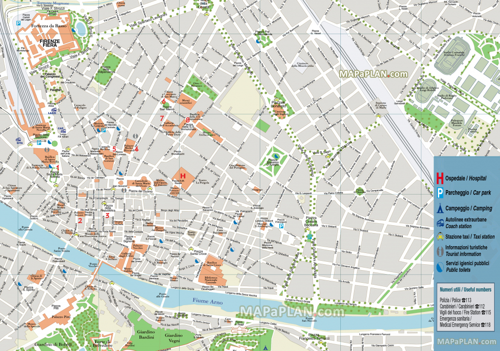 Florence Maps - Top Tourist Attractions - Free, Printable City for Florence City Map Printable