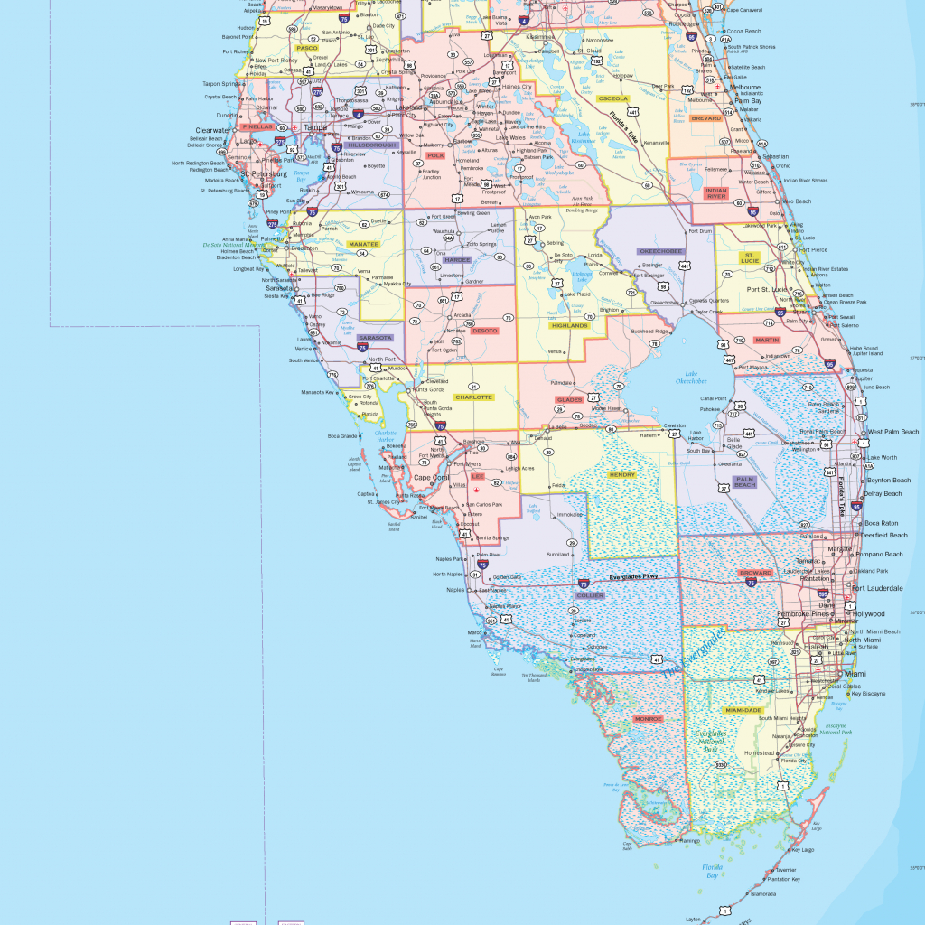 Florida County Wall Map - Maps - Florida Wall Maps For Sale with regard to Florida County Map Printable