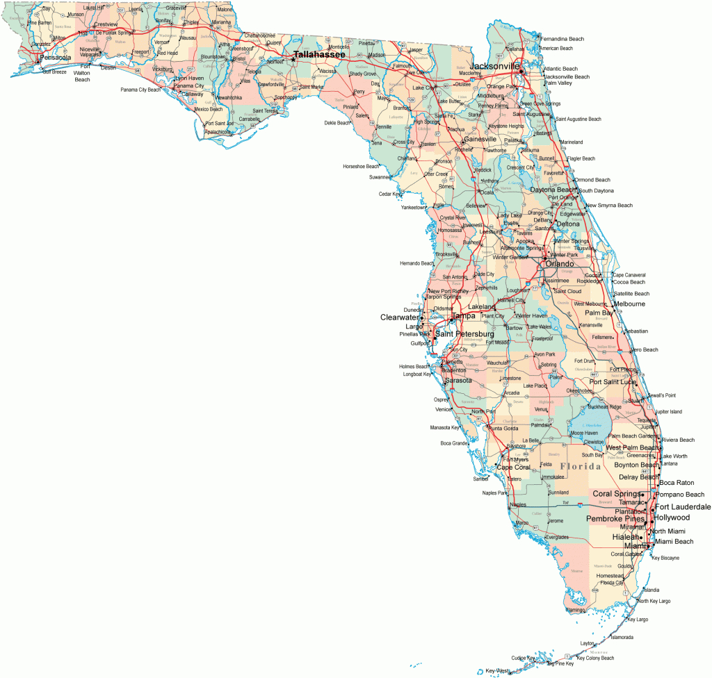 Florida Road Map - Fl Road Map - Florida Highway Map pertaining to Florida State Map Printable