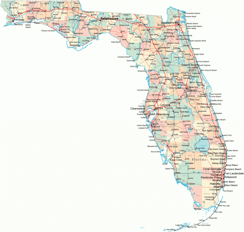 Florida Road Map - Fl Road Map - Florida Highway Map - Road Map Of with Printable Map Of Florida