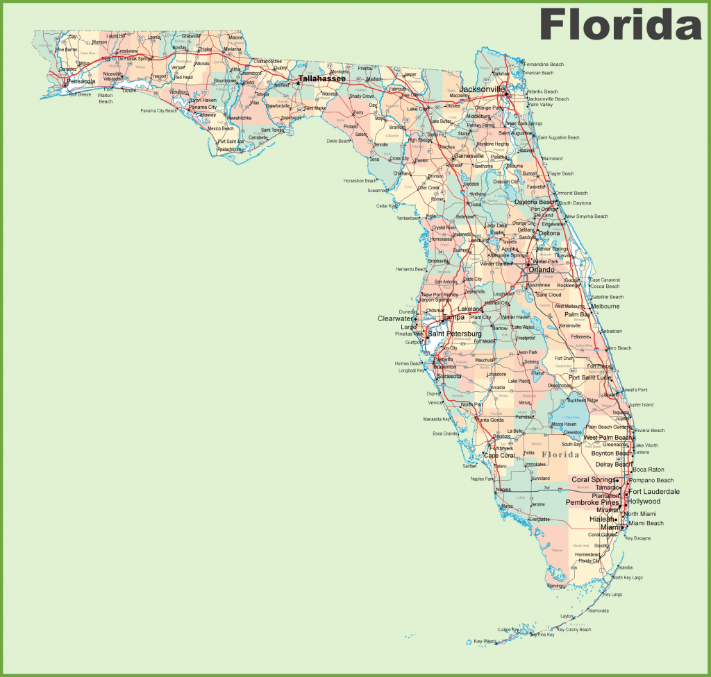 Florida Road Map With Cities And Towns for Florida County Map Printable