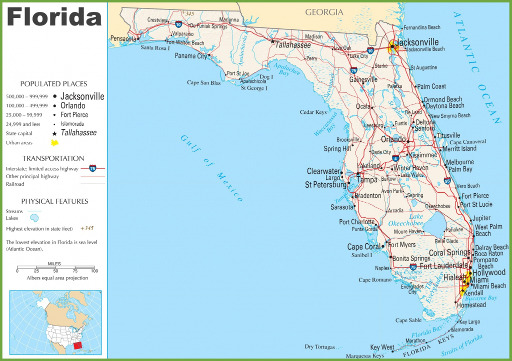 Florida State Map With Major Cities And Travel Information - New pertaining to Printable Map Of Florida Cities