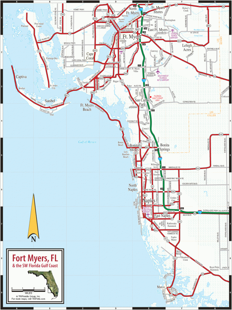 Fort Myers &amp;amp; Naples Fl Map - Map Of North Naples Florida | Printable within Printable Street Map Of Naples Florida