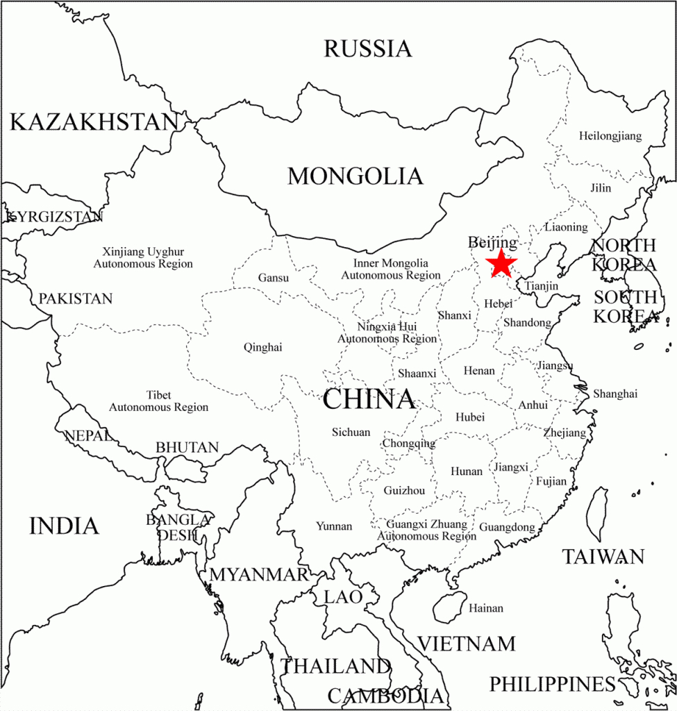 Free Coloring Maps For Kids | China Provinces Map: Outline | X for Printable Map Of China For Kids