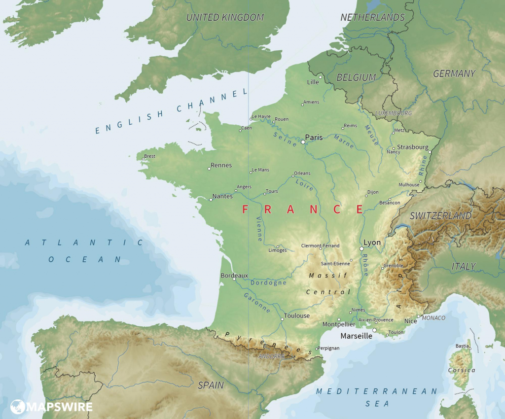 Free Maps Of France – Mapswire inside Printable Map Of France With Cities