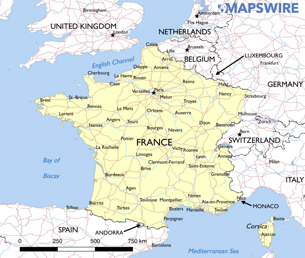 Free Maps Of France Mapswire Within Printable Road Map Of France 